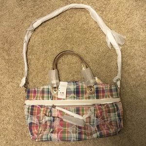 COACH Signature Sequins Satchel Crossbody Bag